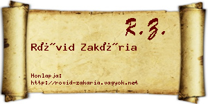 Rövid Zakária névjegykártya